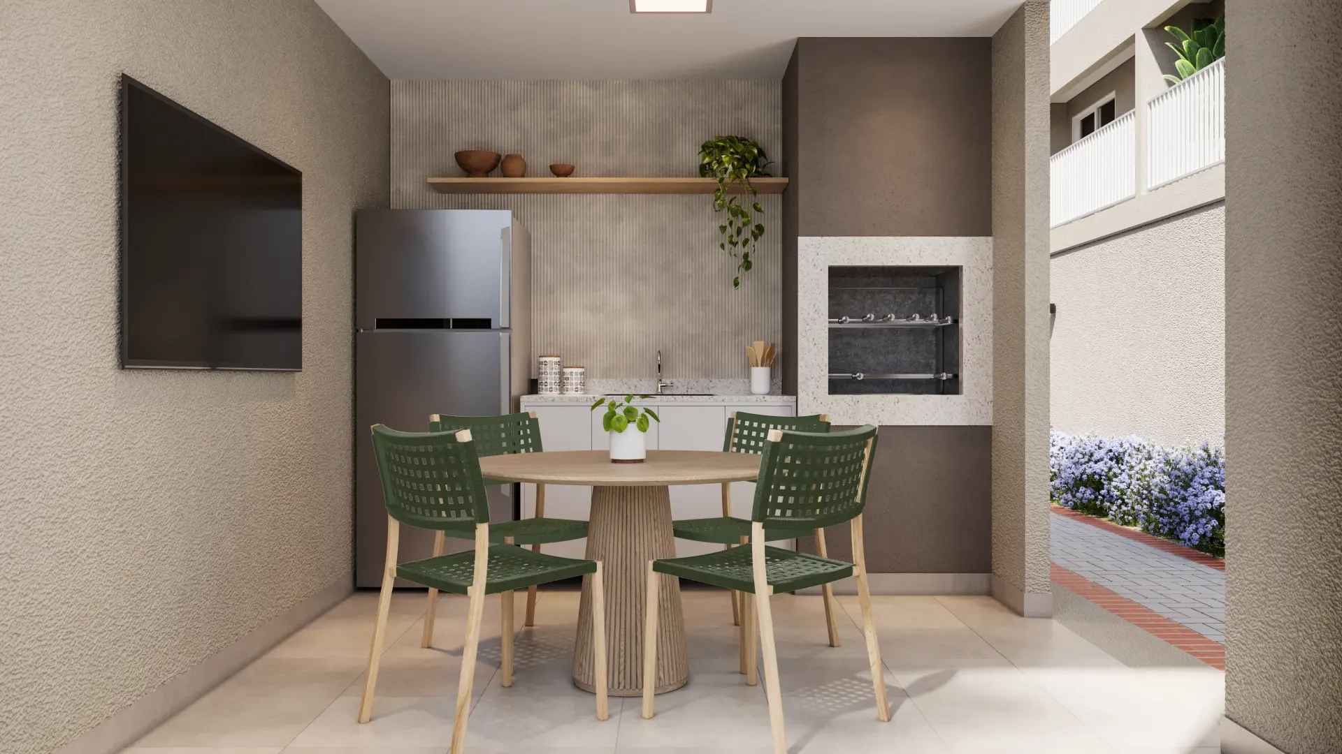 Espaço gourmet com churrasqueira - Singulare Home Riva